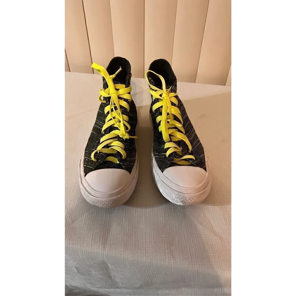 CONVERSE CHUCK TAYLER II ALL STAR SHOES NEON GREEN BLACK 151086 MENS 6.5 WOMENS - Picture 2 of 10